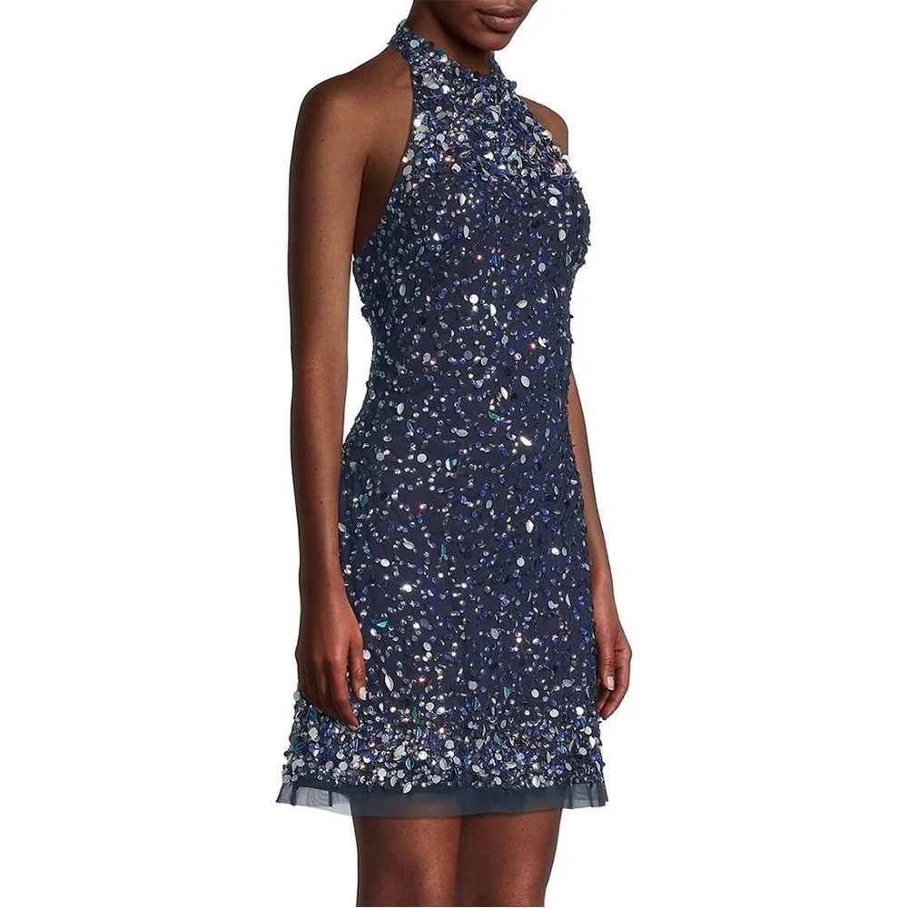 Aidan by Aidan Mattox NWT Halterneck Beaded Minidress Size 10